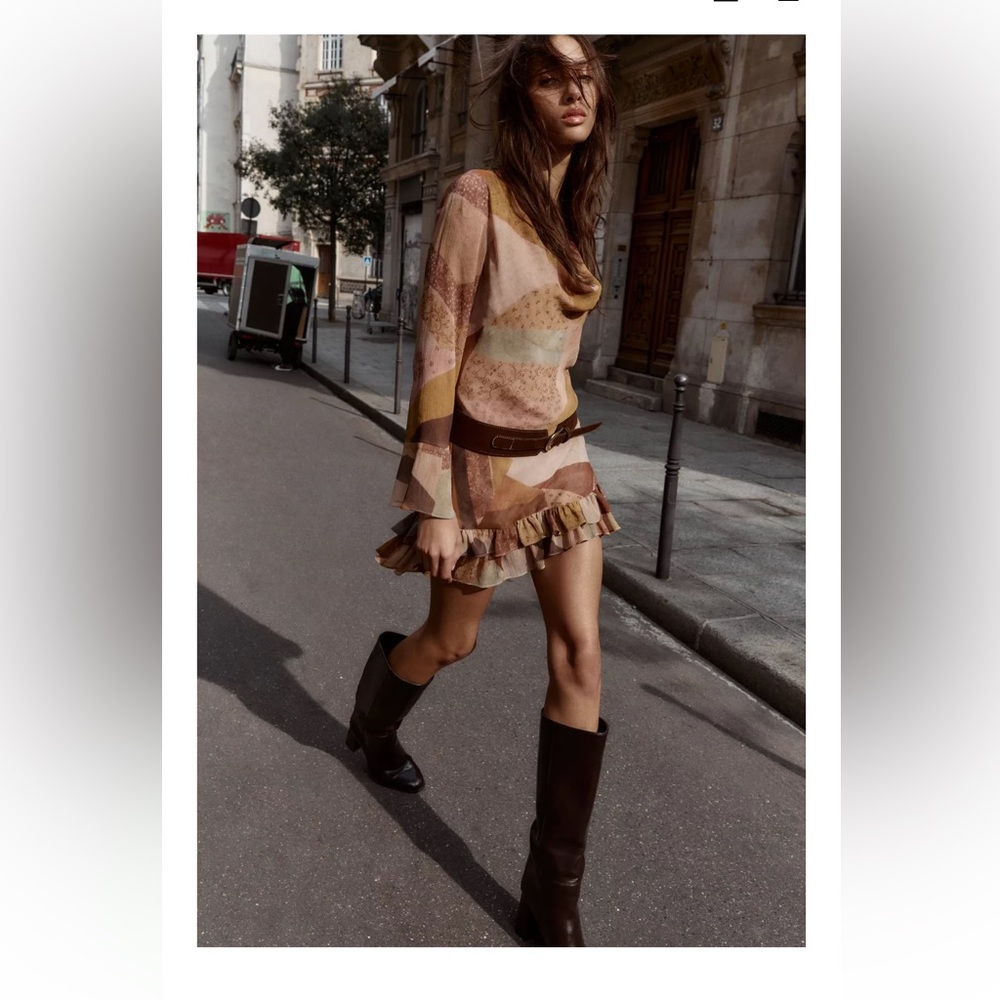 Zara Multicolor Patchwork Mini Dress - Picture 3 of 9